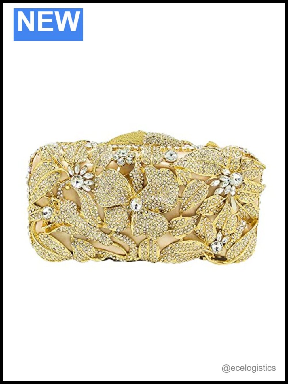 Women Crystal Rhinestone Flower Evening Clutch Bag Wedding Bridal Party Handbag